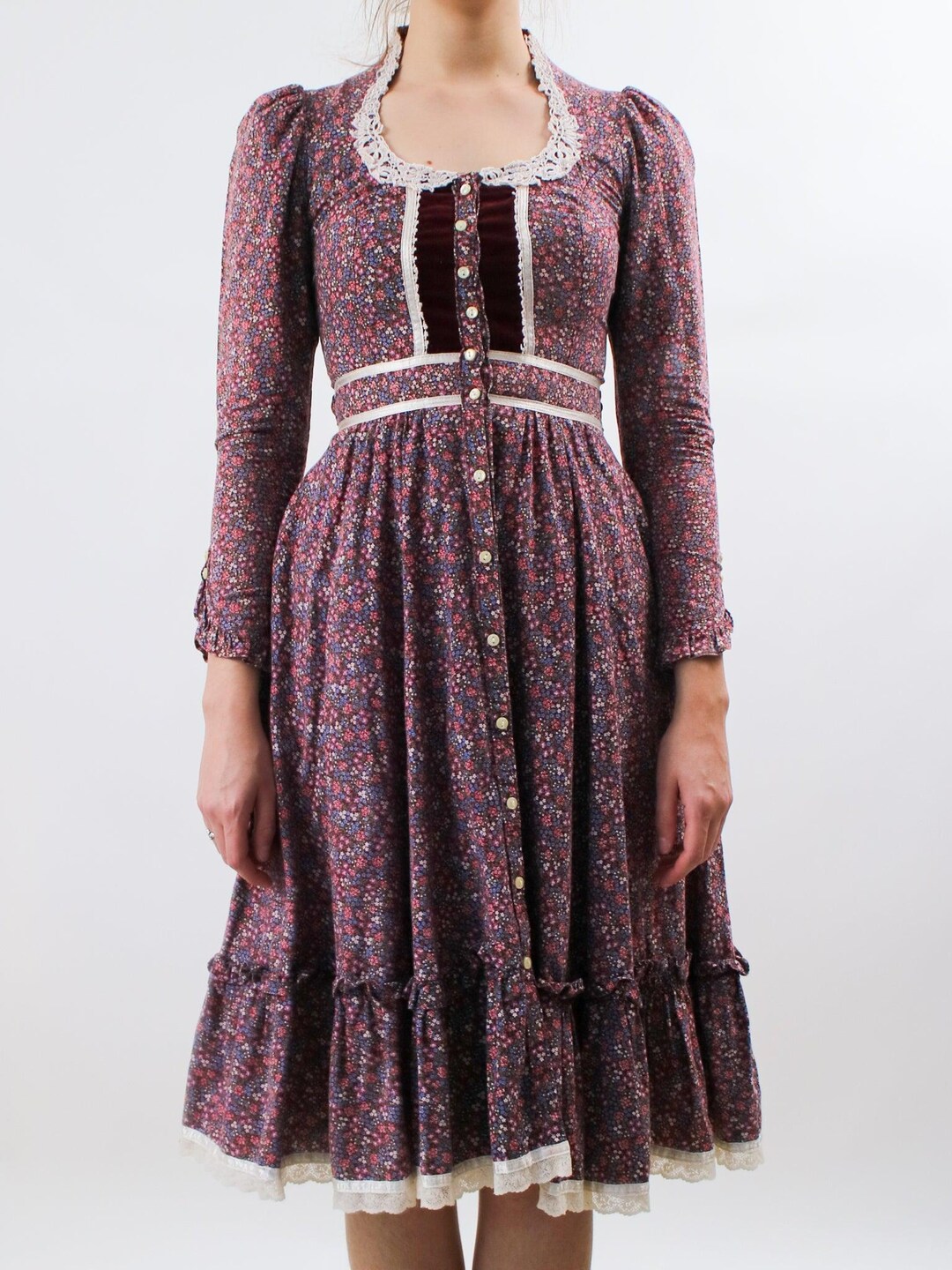 Gunne Sax Burgundy Dress and Jacket Set