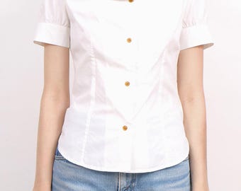 1990's Y2K Vivienne Westwood Red Label Asymmetrical Button Down Blouse V074