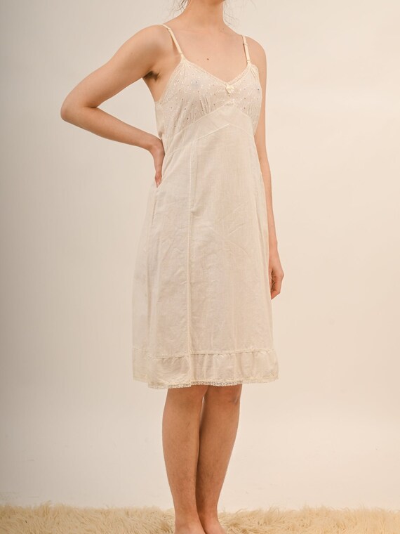1950s White Cotton Eyelet Slip Dress - image 2