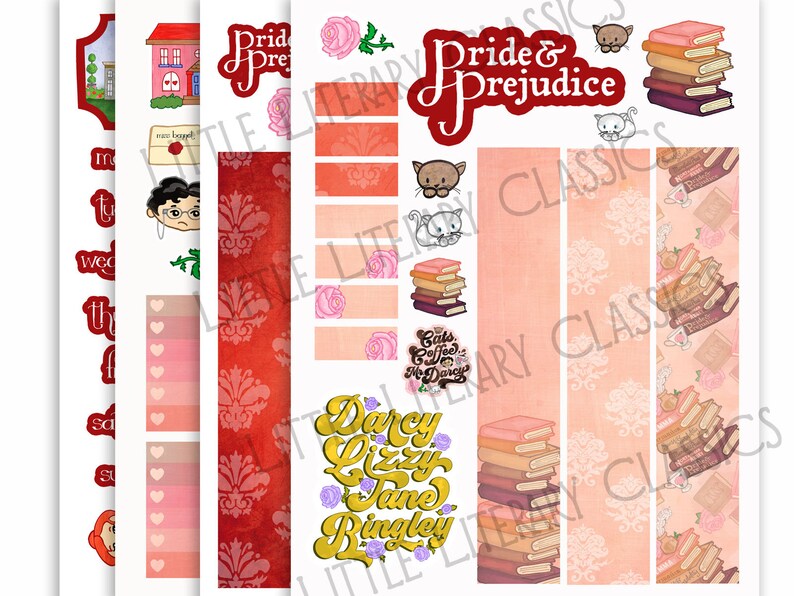 Pride and Prejudice Printable Planner Stickers Clipart Digital - Etsy