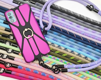 Universal Cell Phone Holder 3 in 1 Silicon Common Phone Case Finger Ring Colorful Strap Neck Lanyard Sling Necklace Cord Mobile Phone Stand