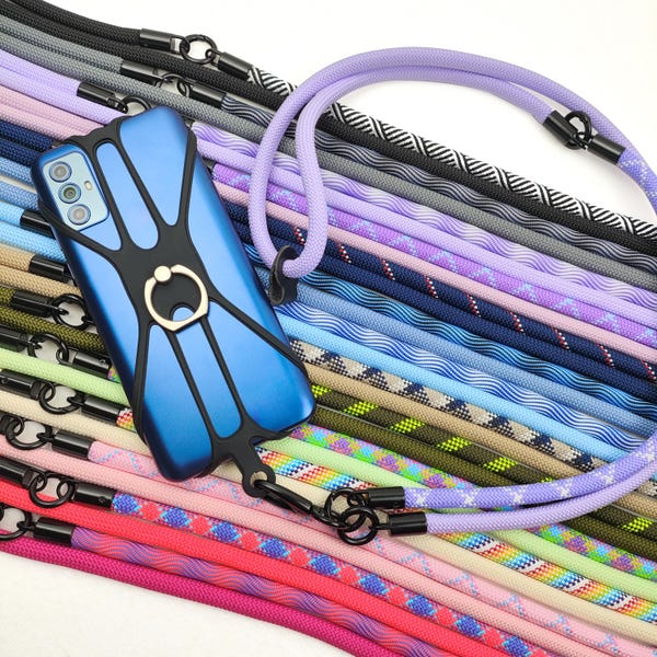 Soporte universal para teléfono móvil 3 en 1, funda de silicona para teléfono, anillo para dedo, correa colorida, cordón para el cuello, soporte para teléfono móvil