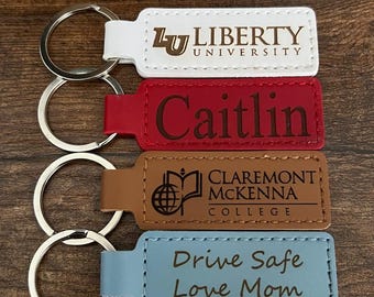 Personalized Bestseller Graduation Keychain Custom Leather Keyring College Alumni Group Gift Keytag School Logo Boys Bulk Affordable Apparel