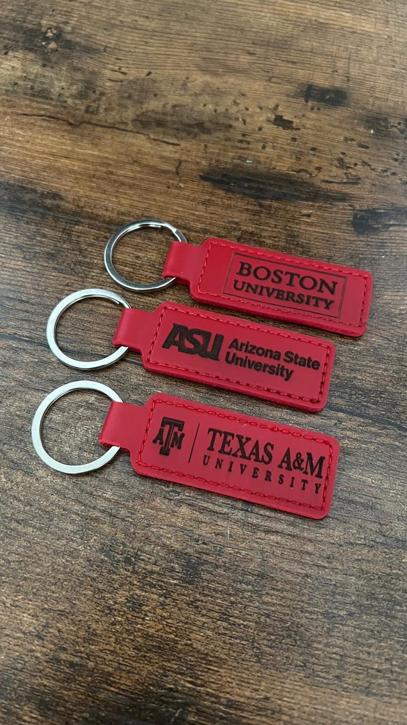 University Key Rings Personalized Bestseller Graduation Keychain Custom Leather Keyring ...