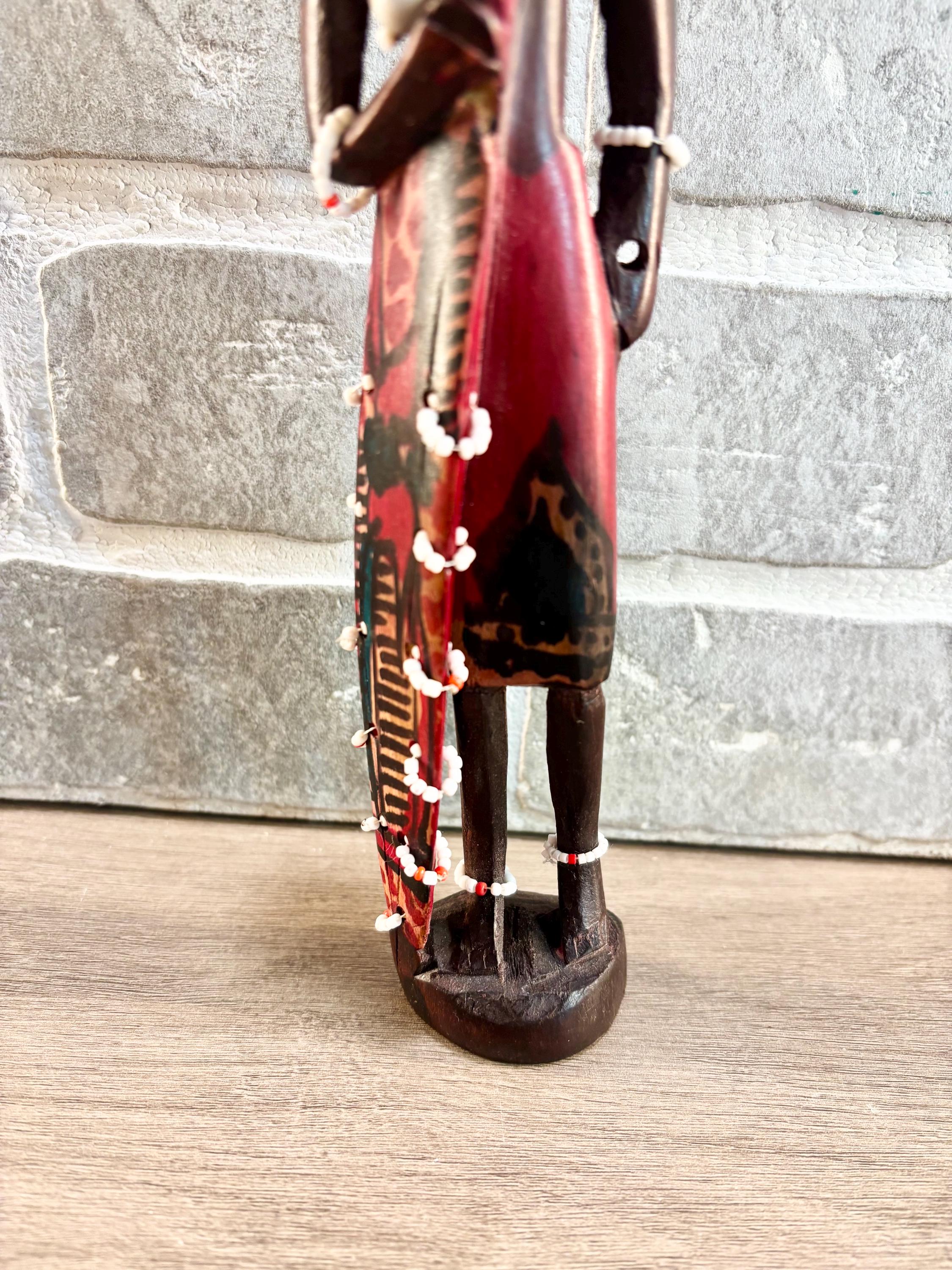 Vintage African Zulu Tribal Man & Woman Statue Wood Carved With Beads ...