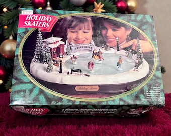 Mr Christmas Holiday Skaters Animated Musical Victorian 1995 Ice