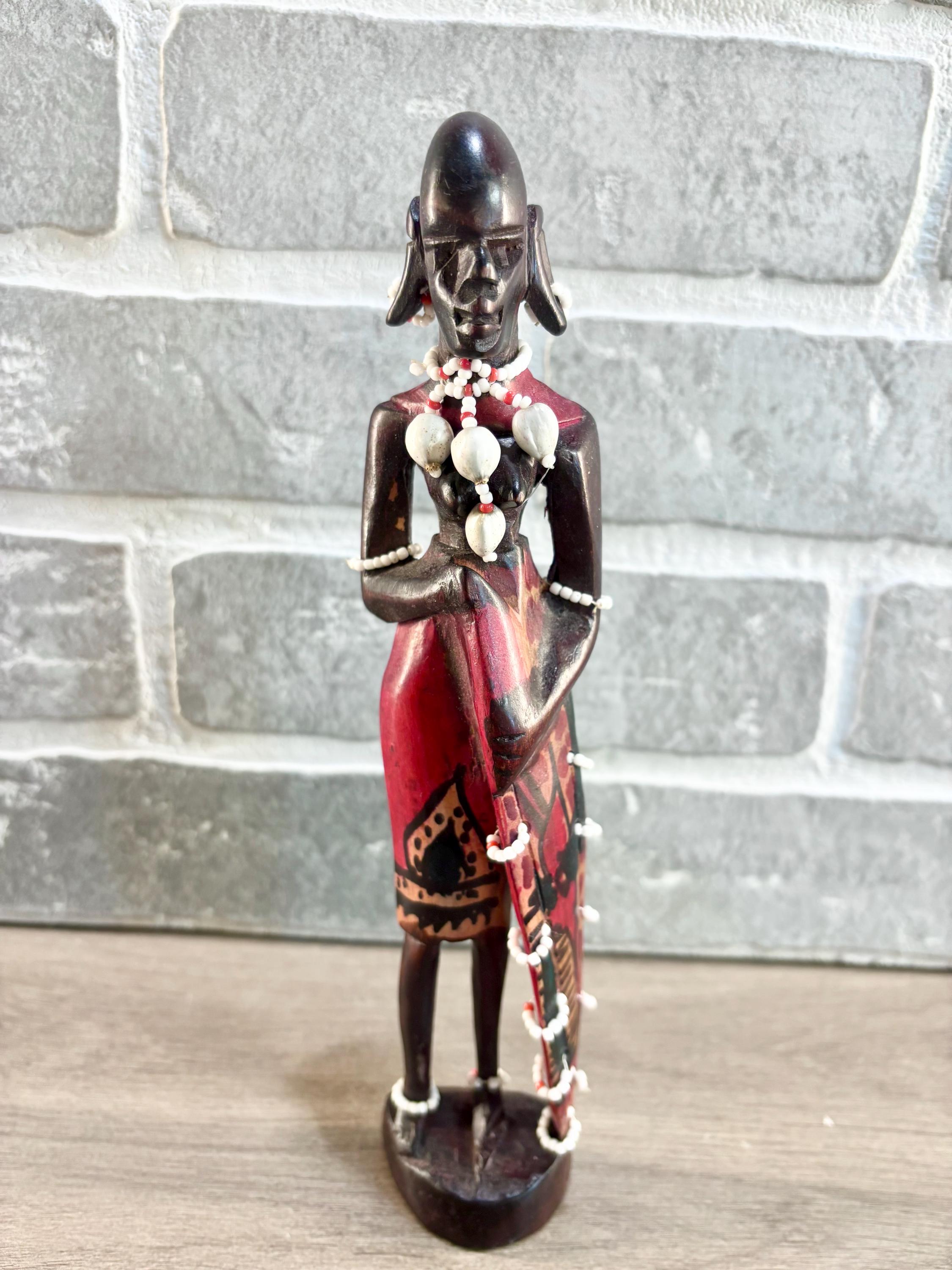 Vintage African Zulu Tribal Man & Woman Statue Wood Carved With Beads ...