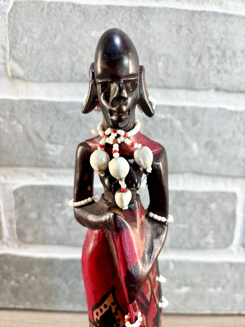 Vintage African Zulu Tribal Man & Woman Statue Wood Carved With Beads ...