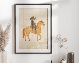 Cowboy Cat Print, Cowboy Cat Art, Cat Wall Art, Cowboy Decor, Kids Room, Western Cat Wall Art, Funny Print, Dancing Cat, Nursery, Baby Room