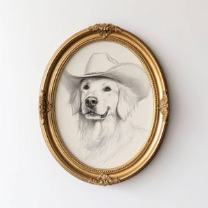 Stampa di cane da cowboy, arte di cane da cowboy, arte murale di cani, decorazione da cowboy, arte murale da cowboy, arte murale di cani western, stampa divertente, cucciolo carino, arte di cane dorato