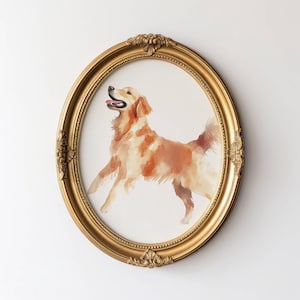 Vintage Golden Retriever Sketch, Dog Wall Art, Golden Wall Art Print, Antique Dog Artwork, Retriever Portrait, Watercolor Dog Artwork