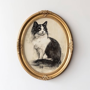 Vintage Cat Sketch, Wall Art of Cats, House Cat Sketch, Antique Cat Art, Old Cat Portrait Style Print, Vintage Pet Artwork, Pet Owner Gift