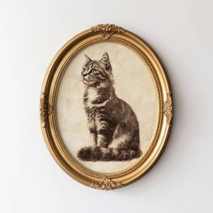Vintage Cat Sketch, Wall Art of Cats, House Cat Sketch, Antique Cat Art, Old Cat Portrait Style Print, Vintage Pet Artwork, Pet Owner Gift
