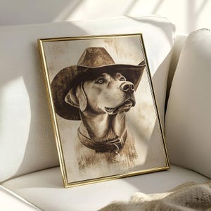 Cowgirl Labrador Print, Cowboy Dog Art, Dog Wall Art, Cowboy Decor, Cowboy Wall Art, Western Dog Wall Art, Funny Print, Labrador, Dog Art