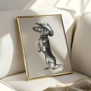 Vintage Cowboy Dachshund Sketch, Cowboy Dog Art, Dog Wall Art, Cowboy Decor, Cowboy Wall Art, Western Dog Wall Art, Funny Print, Western Dog image 5