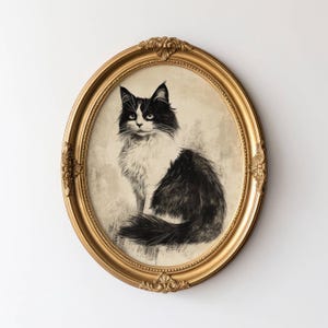 Vintage Cat Sketch, Wall Art of Cats, House Cat Sketch, Antique Cat Art, Old Cat Portrait Style Print, Vintage Pet Artwork, Pet Owner Gift