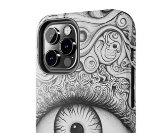 Coque de portable psychédélique, Spiritual Trippy Tough, Étui pour Iphone Graphite Sketch, Étui de téléphone Samsung, Trippy, 3e œil, Étui de protection