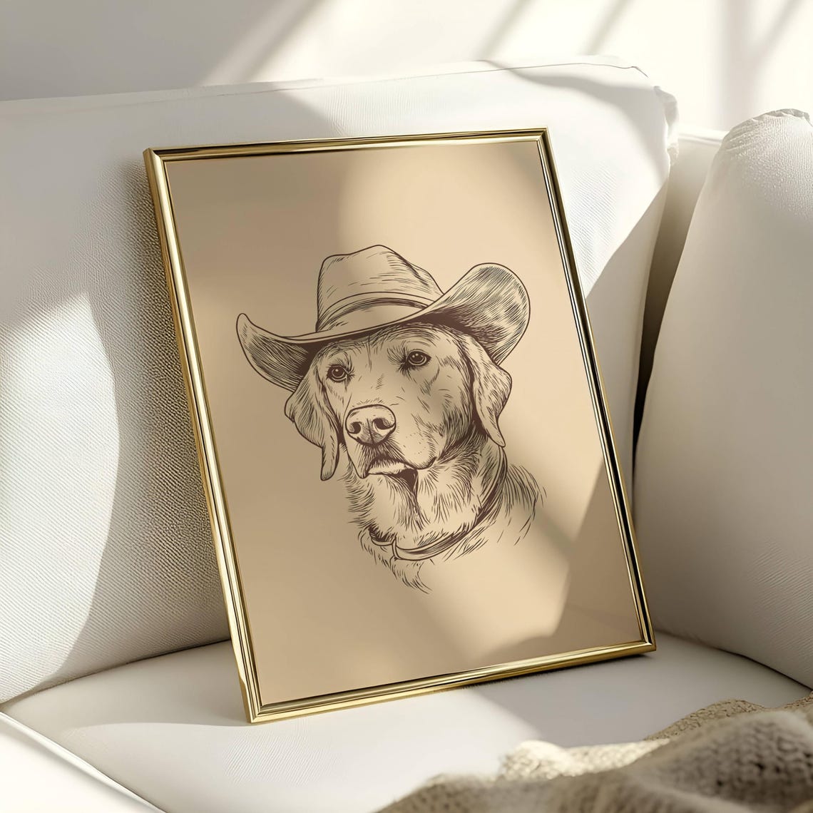Vintage Cowboy Lab Sketch, Cowboy Dog Art, Dog Wall Art, Cowboy Decor ...