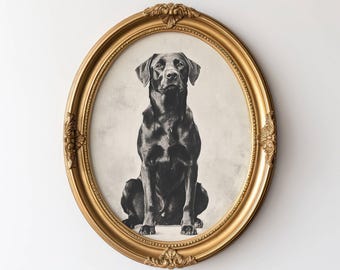 Vintage Lab Sketch, Dog Wall Art, Labrador Wall Art Print, Antique Dog Artwork, Black Lab Portrait, Vintage Pet Artwork, Dog Lover Gift