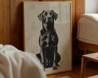 Vintage Lab Sketch, Dog Wall Art, Labrador Wall Art Print, Antique Dog Artwork, Black Lab Portrait, Vintage Pet Artwork, Dog Lover Gift