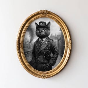 Vintage Cat Poster, Wall Art of Cats, Funny House Cat, Antique Cat Art, Old Cat Portrait Style Print, Funny Pet Artwork, Pet Owner Gift