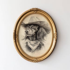 Vintage Cowboy Dachshund Sketch, Cowboy Dog Art, Dog Wall Art, Cowboy Decor, Cowboy Wall Art, Western Dog Wall Art, Funny Print, Western Dog