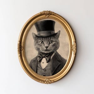 Vintage Cat Poster, Wall Art of Cats, Funny House Cat, Antique Cat Art, Old Cat Portrait Style Print, Funny Pet Artwork, Pet Owner Gift