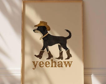 Cowboy Dog Print, Cowboy Dog Art, Dog Wall Art, Cowboy Decor, Kids Room, Western Dog Wall Art, Funny Print, Cute Puppy, Nursery, Baby Room