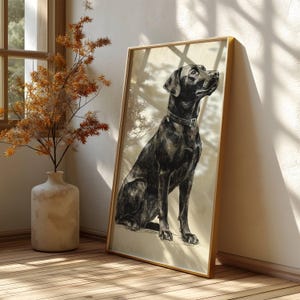 Vintage Lab Sketch, Dog Wall Art, Labrador Wall Art Print, Antique Dog Artwork, Black Lab Portrait, Vintage Pet Artwork, Dog Lover Gift image 4