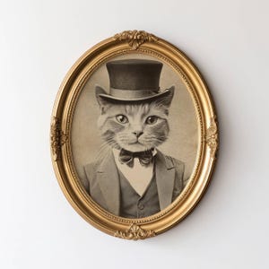 Vintage Cat Poster, Wall Art of Cats, Funny House Cat, Antique Cat Art, Old Cat Portrait Style Print, Funny Pet Artwork, Pet Owner Gift