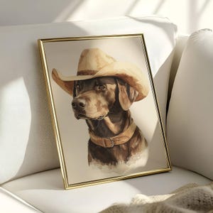 Cowgirl Labrador Print, Cowboy Dog Art, Dog Wall Art, Cowboy Decor, Cowboy Wall Art, Western Dog Wall Art, Funny Print, Labrador, Dog Art