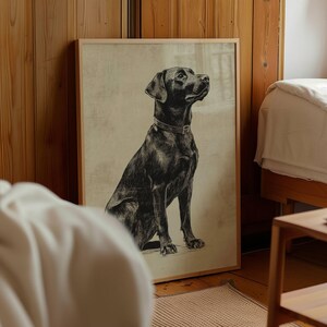 Vintage Lab Sketch, Dog Wall Art, Labrador Wall Art Print, Antique Dog Artwork, Black Lab Portrait, Vintage Pet Artwork, Dog Lover Gift image 3