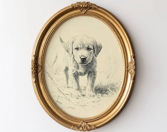 Vintage Dog Sketch, Wall Art of Dogs, Lab Puppy Sketch, Antique Dog Art, Labrador Portrait Style Print, Vintage Pet Artwork, Pet Lover Gift