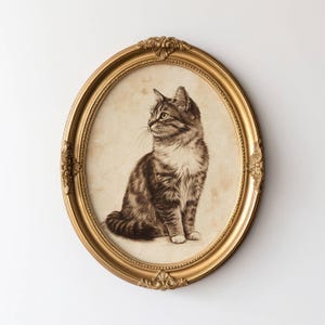 Vintage Cat Sketch, Wall Art of Cats, House Cat Sketch, Antique Cat Art, Old Cat Portrait Style Print, Vintage Pet Artwork, Pet Owner Gift