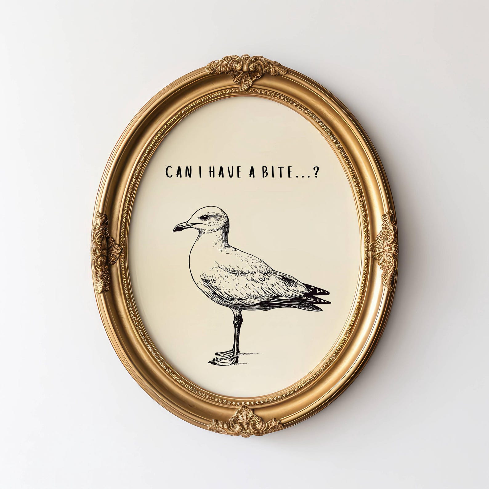 Vintage Seagull Print, Black and White, Beachy Wall Art, Beach Photography, Funny Wall Art, Vintage Print, Coastal Home Decor, Beachy Decor
