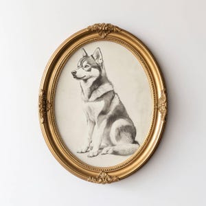 croquis vintage de Husky, art mural chien, impression d&#39;art mural Husky, oeuvre d&#39;art chien antique, portrait husky brun, oeuvre d&#39;art vintage pour animaux de compagnie, cadeau pour amoureux des chiens