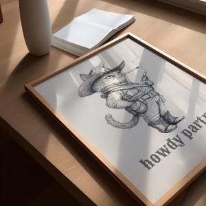 Cowboy Cat Print, Cowboy Cat Art, Cat Wall Art, Cowboy Decor, Cowboy Wall Art, Western Cat Wall Art, Funny Print, Western Cat, Goofy Cat