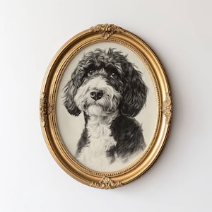 Schizzo di Labradoodle vintage, arte murale di cani, stampa artistica da parete Doodle, opera d'arte antica di cani, ritratto di cani, opera d'arte vintage di animali domestici, regalo per amanti dei cani