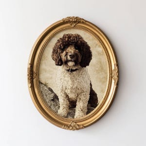 Arte murale vintage Labradoodle, decorazione da parete per ufficio con illustrazione di cane, stampa a colori neutri, schizzo di Labradoodle, regalo per amanti dei cani, cameretta dei bambini