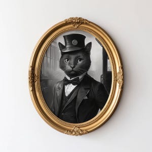 Vintage Cat Poster, Wall Art of Cats, Funny House Cat, Antique Cat Art, Old Cat Portrait Style Print, Funny Pet Artwork, Pet Owner Gift