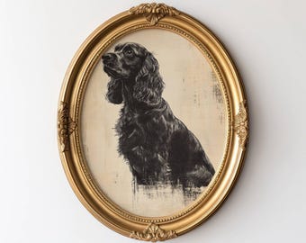 Vintage Cocker Spaniel Wall Art, Dog Illustration Office Decor Wall Art, Neutral Color Print, Cocker Spaniel Sketch, Gift For Dog Lovers