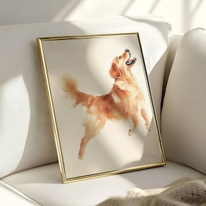 Vintage Golden Retriever Sketch, Dog Wall Art, Golden Wall Art Print, Antique Dog Artwork, Retriever Portrait, Watercolor Dog Artwork
