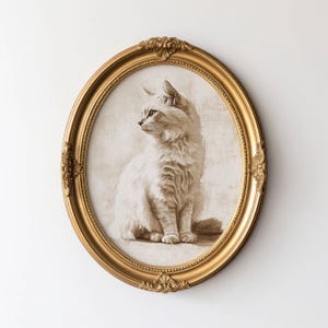 Vintage Cat Sketch, Wall Art of Cats, White Cat Sketch, Antique Cat Art, Old Cat Portrait Style Print, Vintage Pet Artwork, Pet Owner Gift