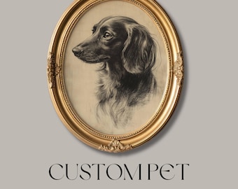 Custom Vintage Pet Memorial Sketch From Photo, Custom Loss Gift, Vintage Memory Art, Rainbow Bridge Dog Portrait, Vintage Watercolor Paper
