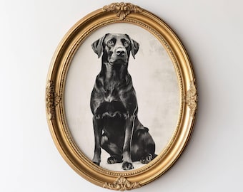 Vintage Lab Sketch, Dog Wall Art, Labrador Wall Art Print, Antique Dog Artwork, Black Lab Portrait, Vintage Pet Artwork, Dog Lover Gift