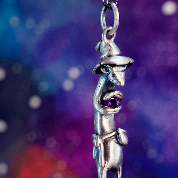 Wizard Weasel Necklace!! Adopt a Ferret Pendant in Sterling Silver, Bronze, or Gold / Ferret Charm / Ferret Necklace / Ferret Wizard