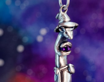 Wizard Weasel Necklace!! Adopt a Ferret Pendant in Sterling Silver, Bronze, or Gold / Ferret Charm / Ferret Necklace / Ferret Wizard