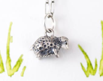 Flauschige Schaf Kette, Handgemacht von mir in Sterling Silber, Bronze und 14k Gold / Schaf Anhänger / Schaf Anhänger