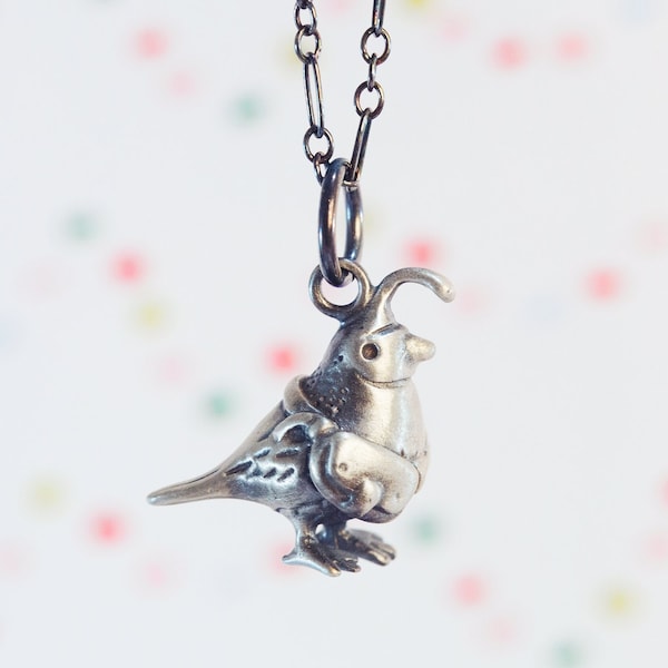 Mail Quail Necklace! Handmade in Silver, Bronze, or 14k Gold / Quail Jewelry/ Quail Necklace/ Quail Pendant/ Quail Charm