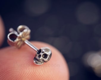 Tiny Skull Studs! The Smallest Little Silver, Bronze, or Gold Skull Earrings in Town / Handmade Skull Earrings/ Skull Posts / Skull Jewelry